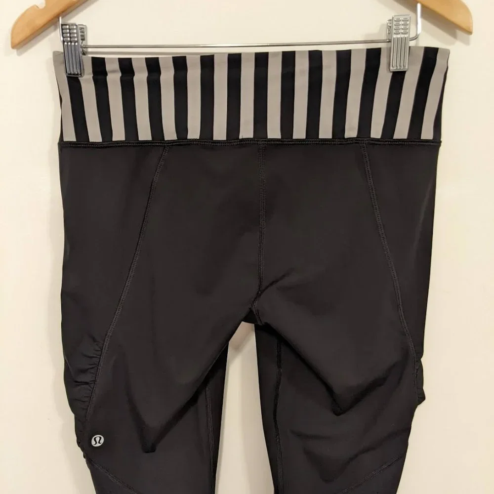 Lululemon Water Bound Crop Black/Apex Stripe Printed Black Dune 8 - Picture 13 of 16